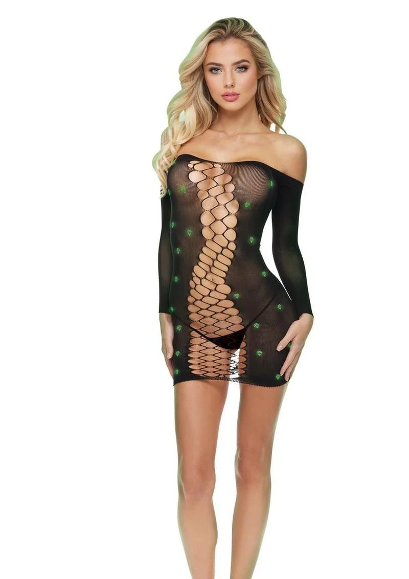 Lapdance Diamond Mesh Cutout Dress
