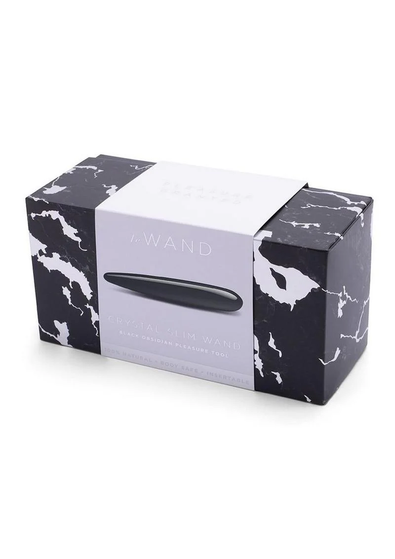 Le Crystal Slim Wand Obsidian Pleasure Tool With Silicone Ring - Image 4