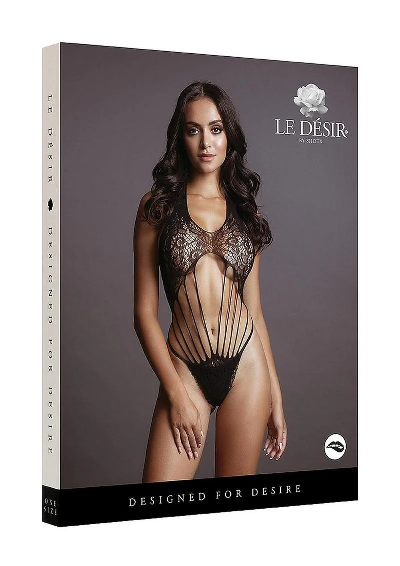 Le Désir Strappy Lace Teddy - One Size Black - Image 4
