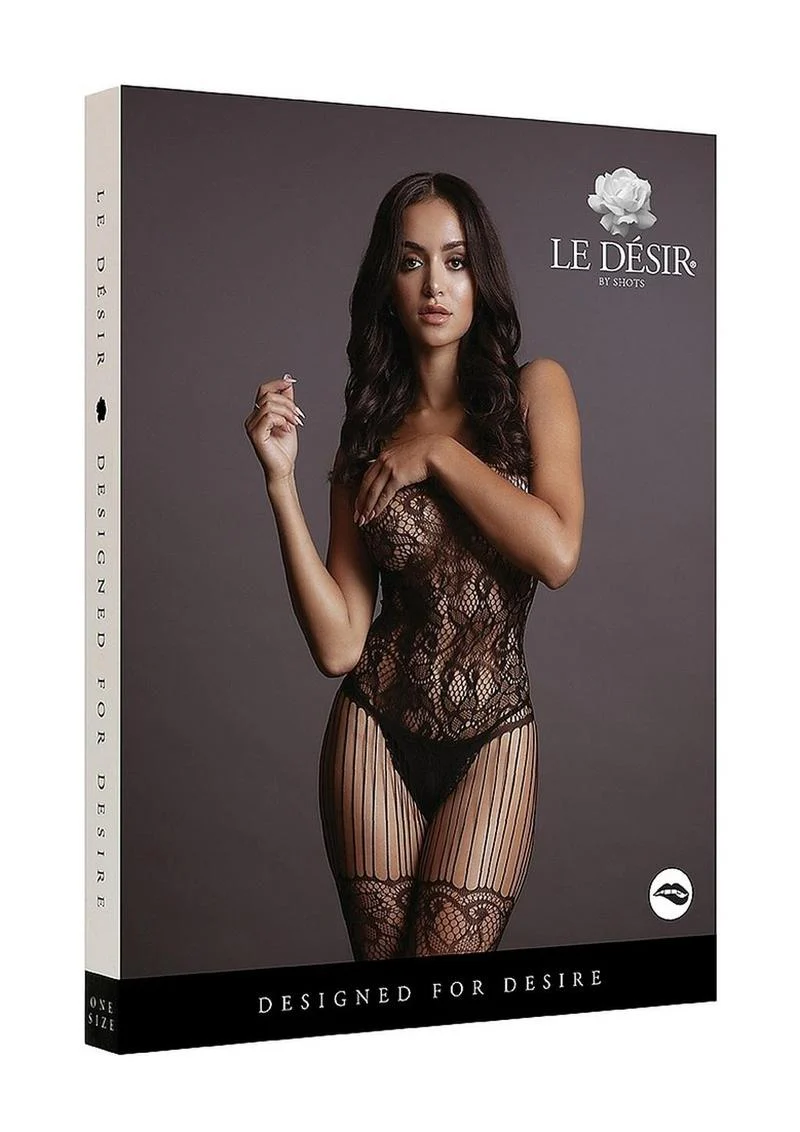 Le Désir Black Lace and Fishnet Bodystocking - Image 5