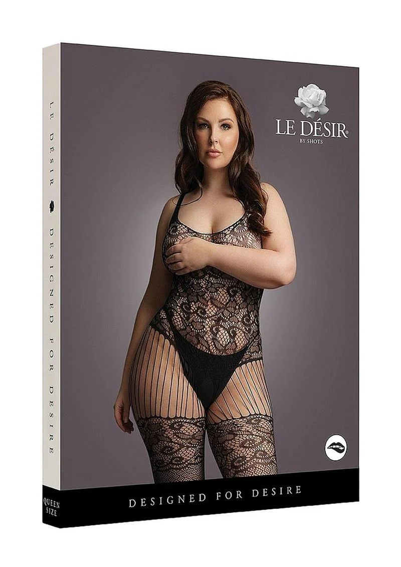 Le Désir Black Lace and Fishnet Bodystocking - Image 7
