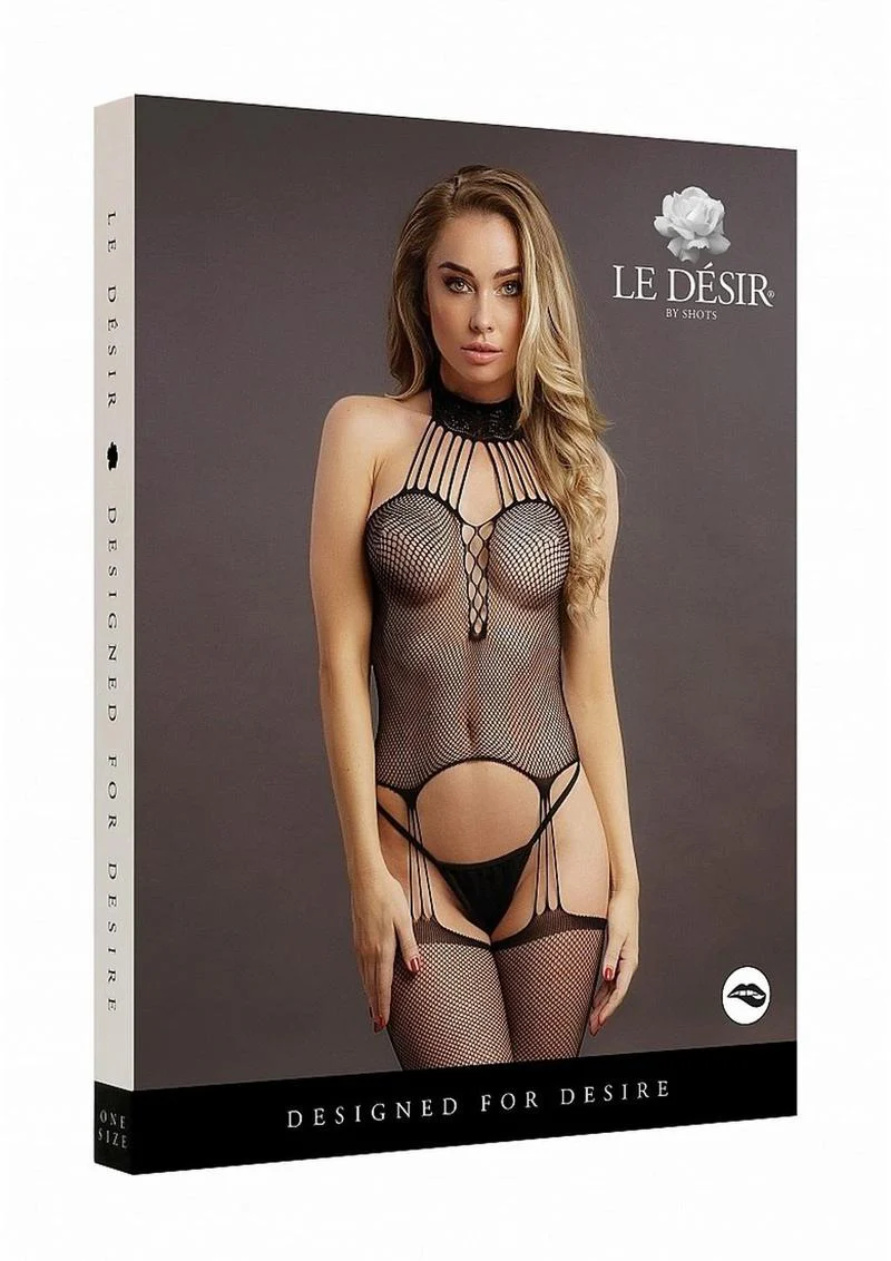 Le Desir Suspender Fishnet Choker Bodystocking - Image 4