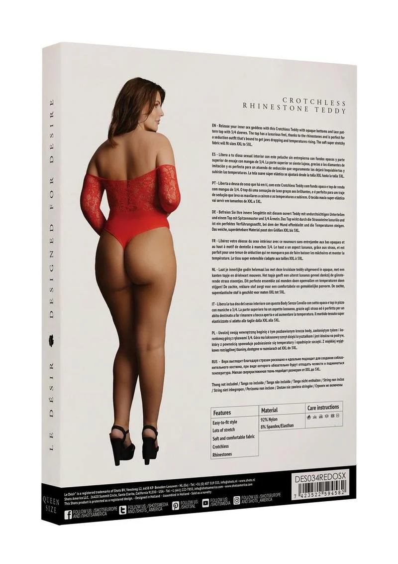 Le Desir Crotchless Rhinestone Teddy - Image 4