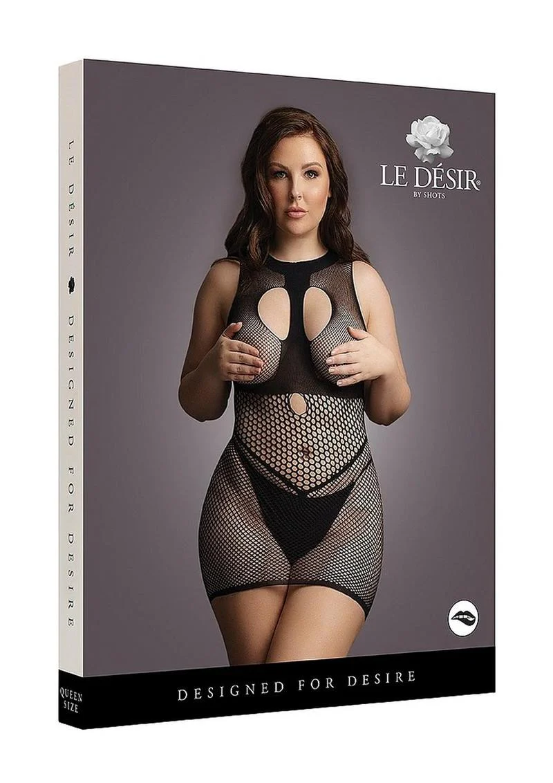 Le Désir Duo Net Open Cup Mini Dress Seductive Fishnet - Image 6
