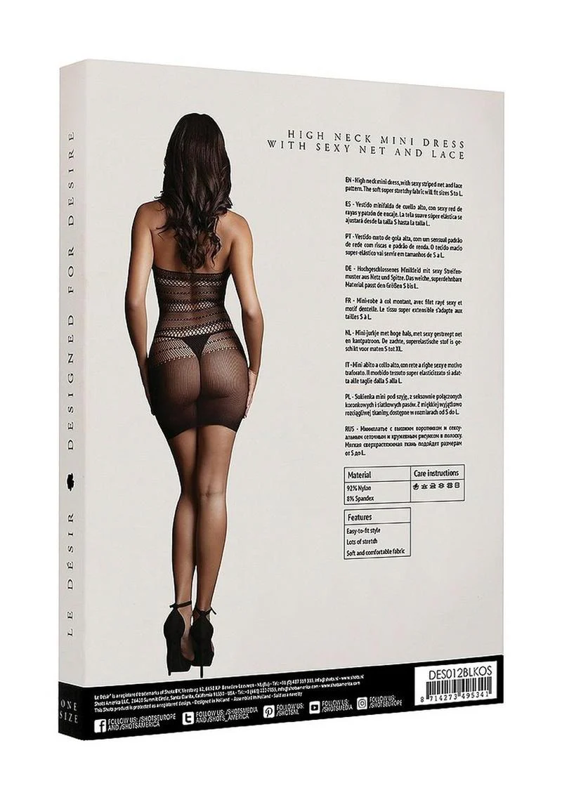 Le Désir High Lace Neck Net Dress - Image 4