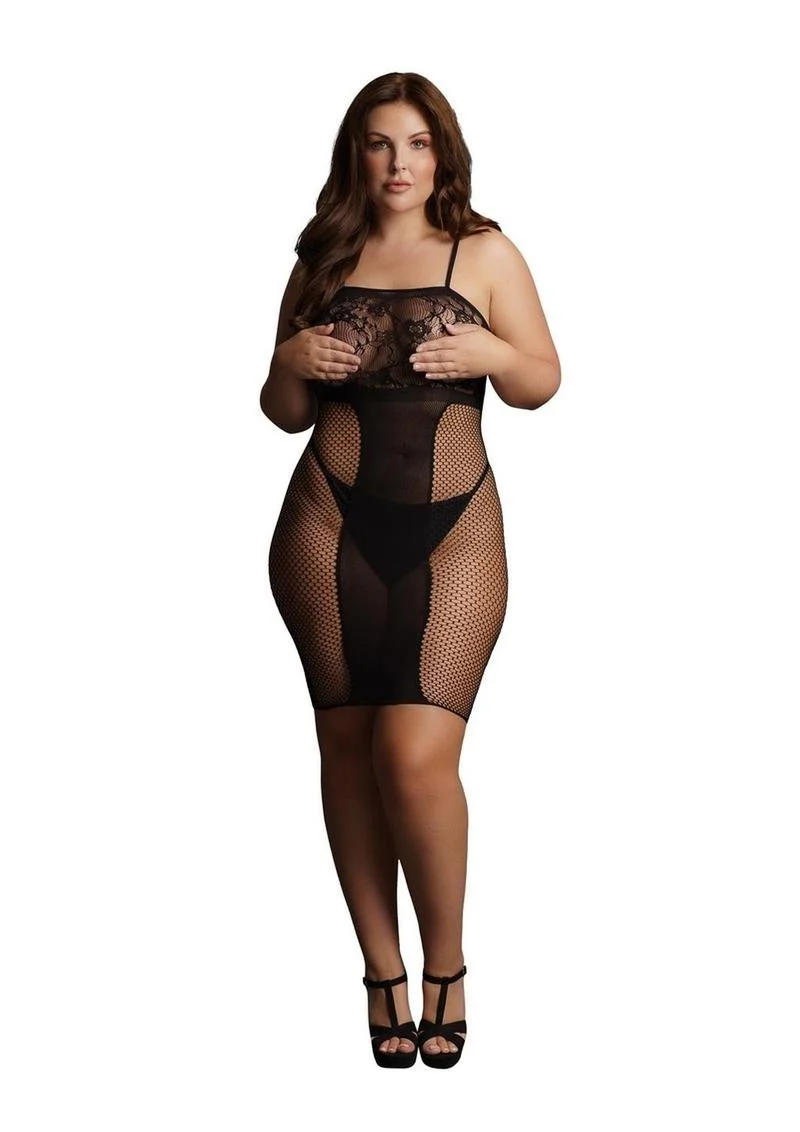 Le Désir Lace And Fishnet Dress