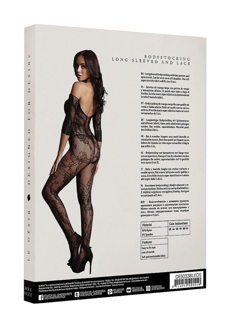 Le Desir Lace Sleeved Bodystocking - Image 6