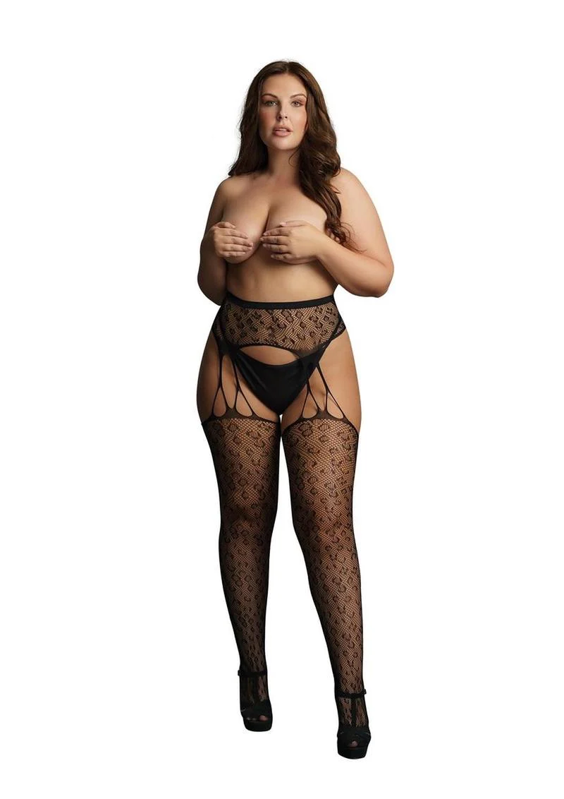 Le Désir Leopard Suspender And Pantyhose Set Queen Size