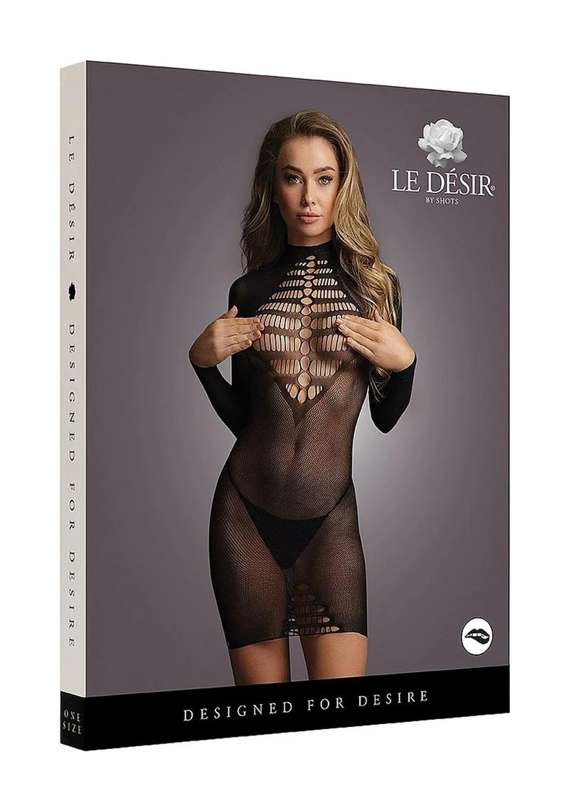 Le Desir Long Sleeve Fishnet Dress One Size - Image 3