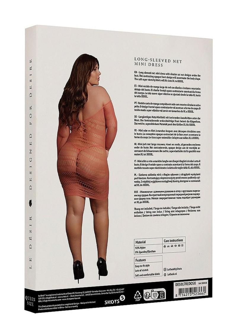 Le Désir Long Sleeved Net Mini Dress For Queen Size - Image 4