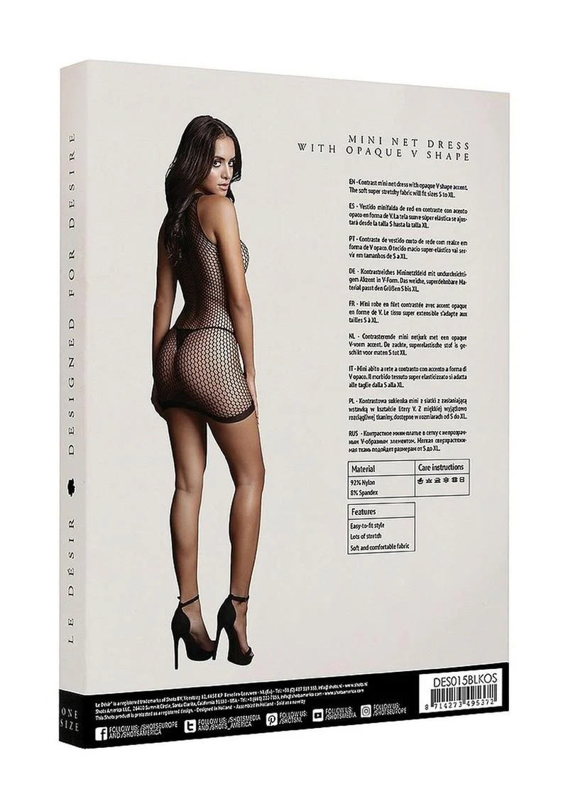 Le Désir Mini Net Dress With Opaque V Shape - Image 4