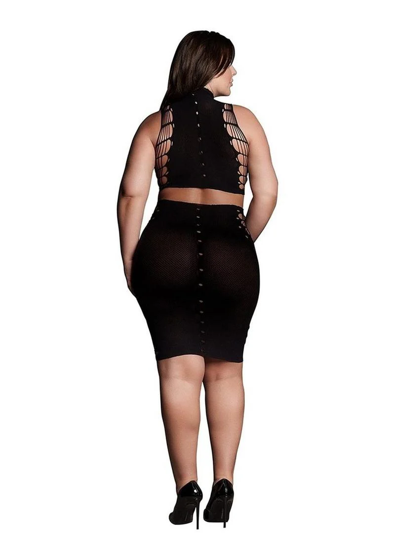 Le Désir Shade Kala Two-Piece Turtleneck Crop Top And Skirt Set - Image 4