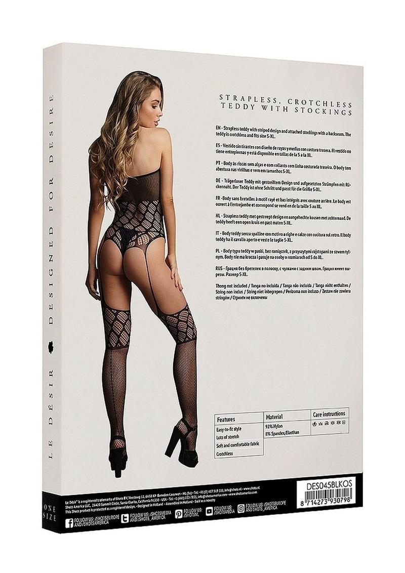Le Désir Strapless Crotchless Teddy with Stocking - Image 3