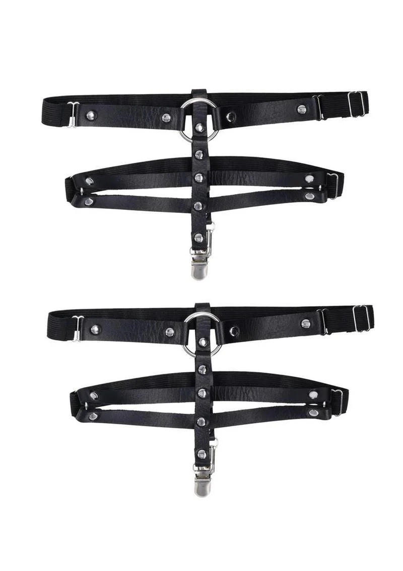 Leather Shadow Garters with Adjustable Straps