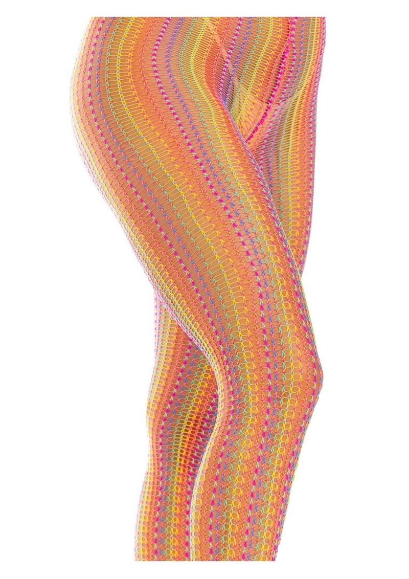 Leg Aventue Rainbow Multicolor Crochet Net Tights - Image 4