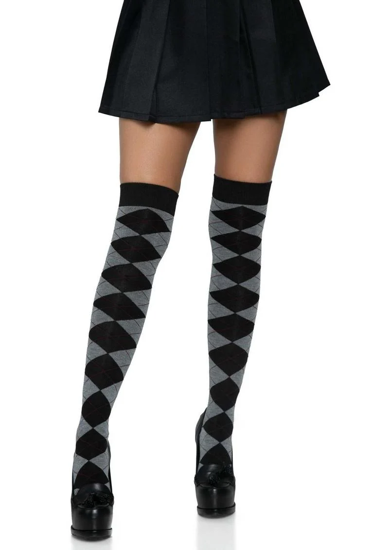Leg Avenue Argyle Knit Over The Knee Socks - Image 4