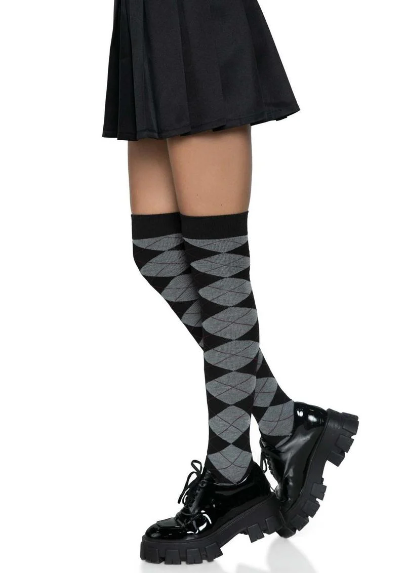 Leg Avenue Argyle Knit Over The Knee Socks - Image 6