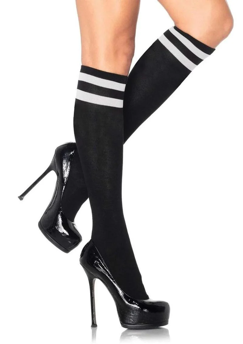 Leg Avenue Athletic Knee-High Socks With Striped Bands - Image 2