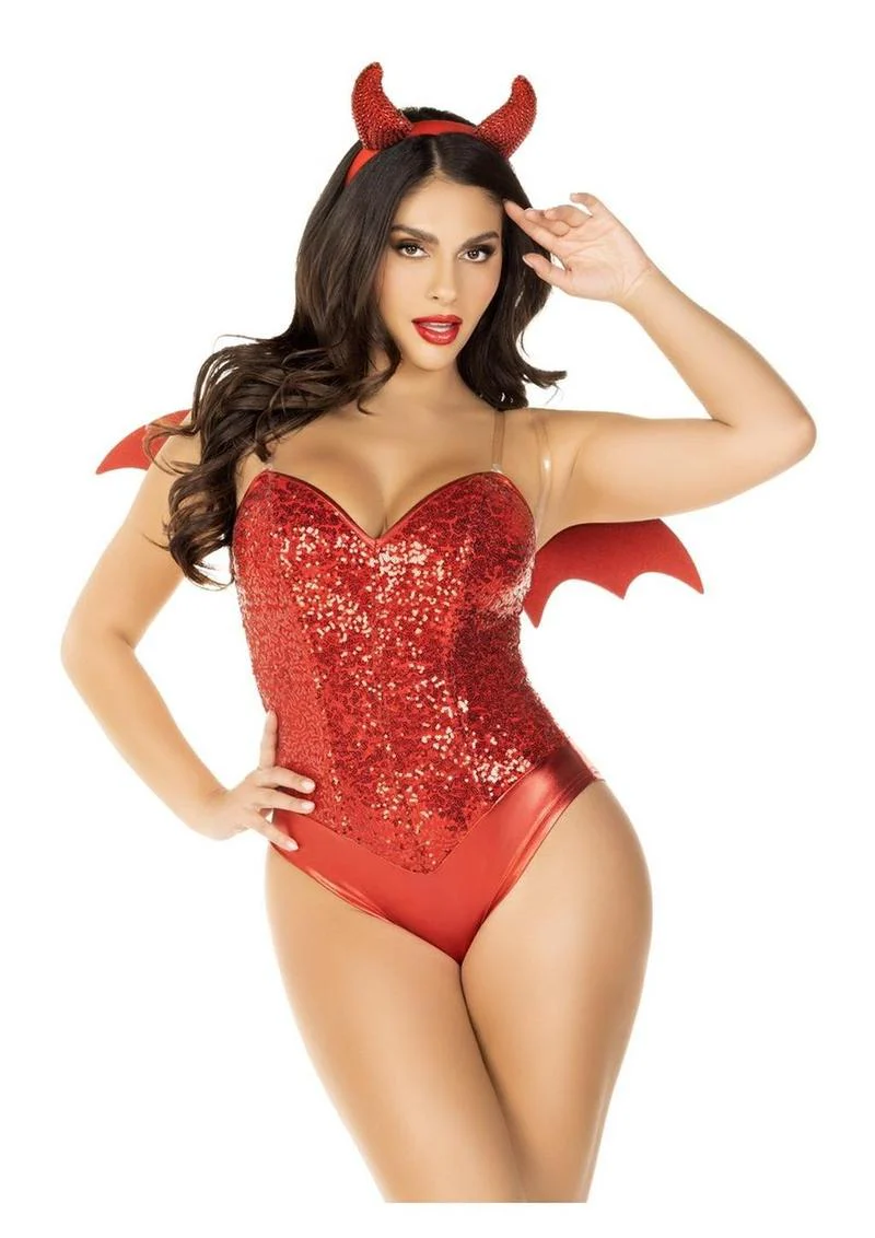 Leg Avenue Devil Kit Rhinestone Devil Wings And Horn Headband