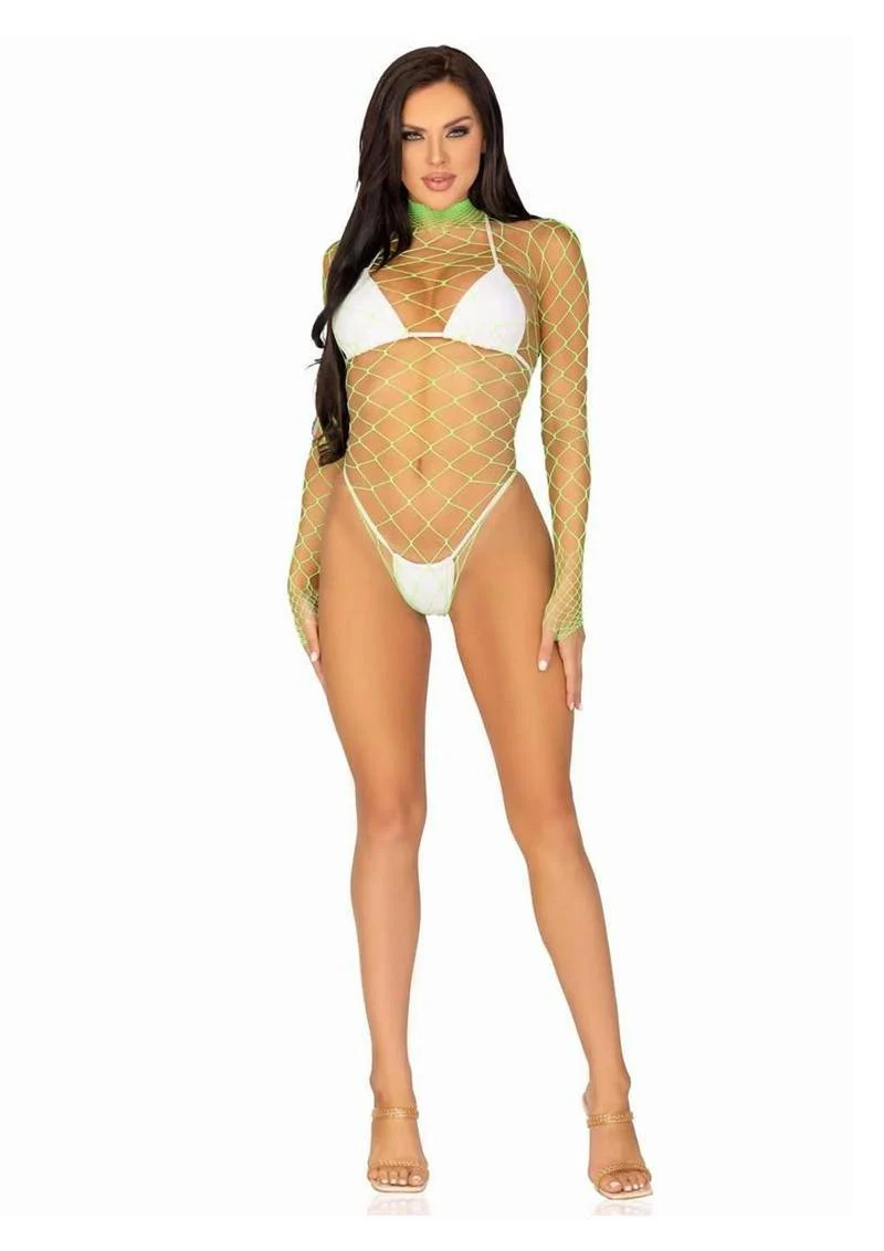 LEG AVENUE Fence Net Snap Crotch Bodysuit - Image 4