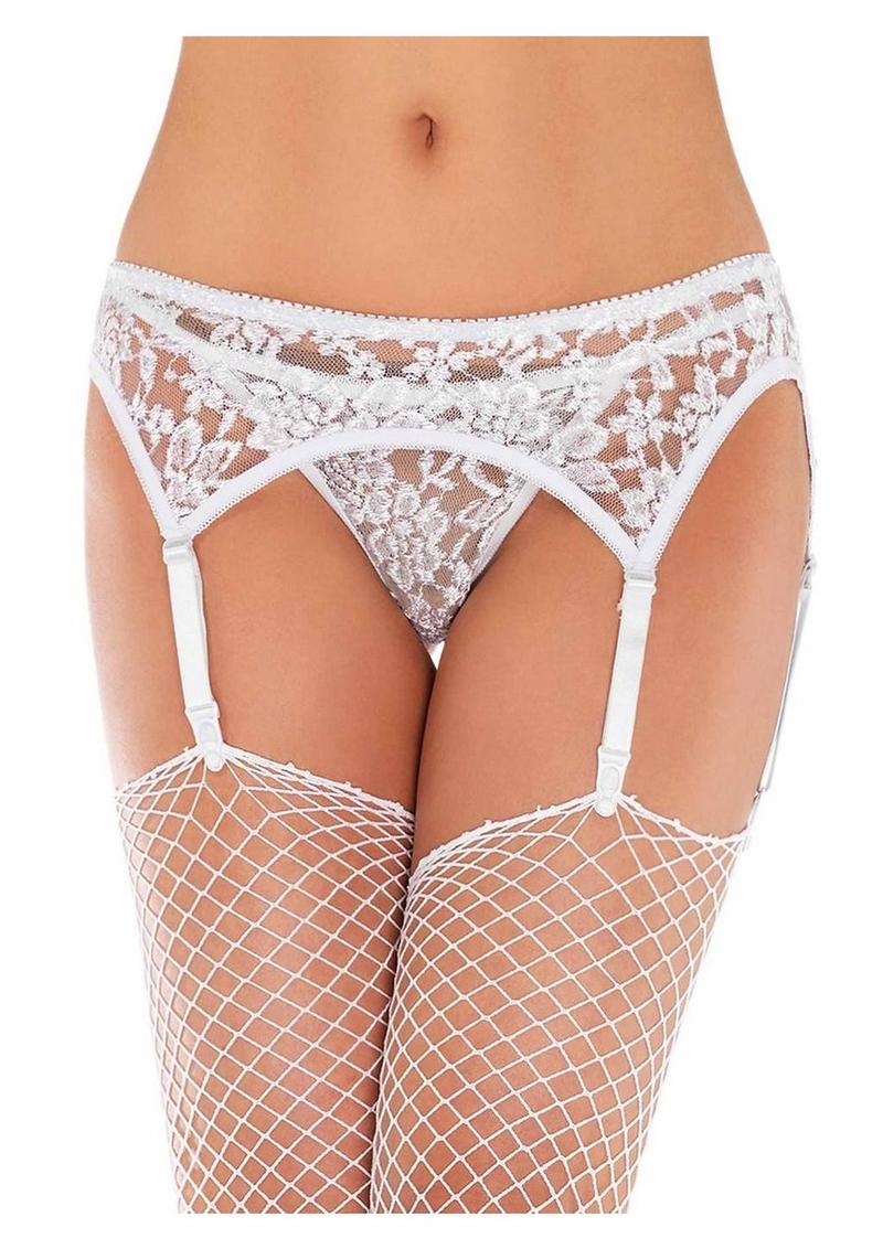 Leg Avenue Lace Design Garter Belt with Thong