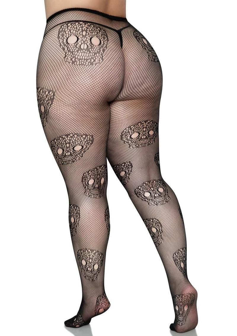 Leg Avenue Lace Skull Fishnet Tights - Image 2