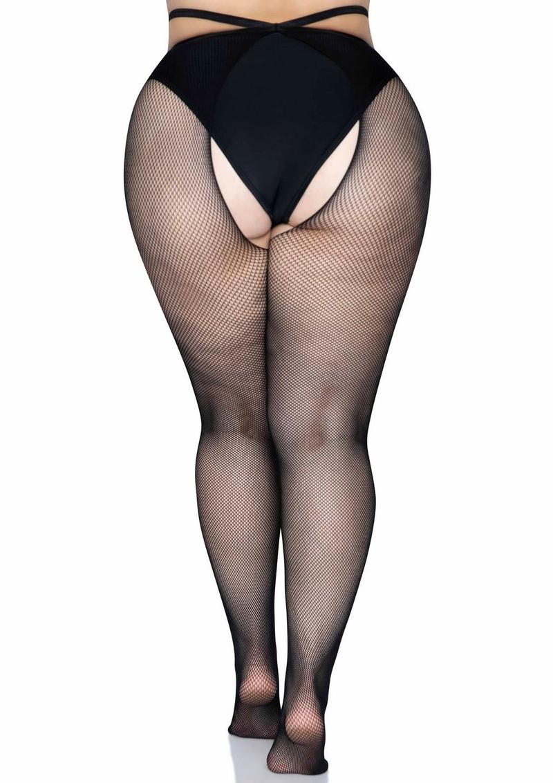 Leg Avenue Micro Net Strappy Waist Crotchless Tights - Image 2