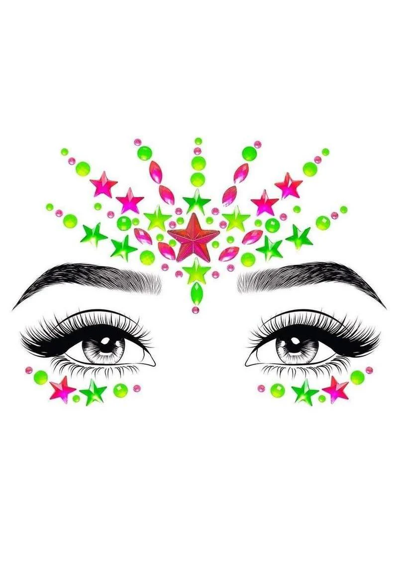 Leg Avenue Neon Black Light Face Jewels and Glitter