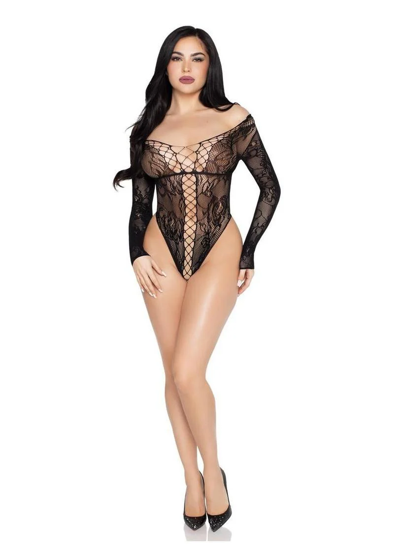 Leg Avenue Net and Lace Crotchless Teddy - Image 3