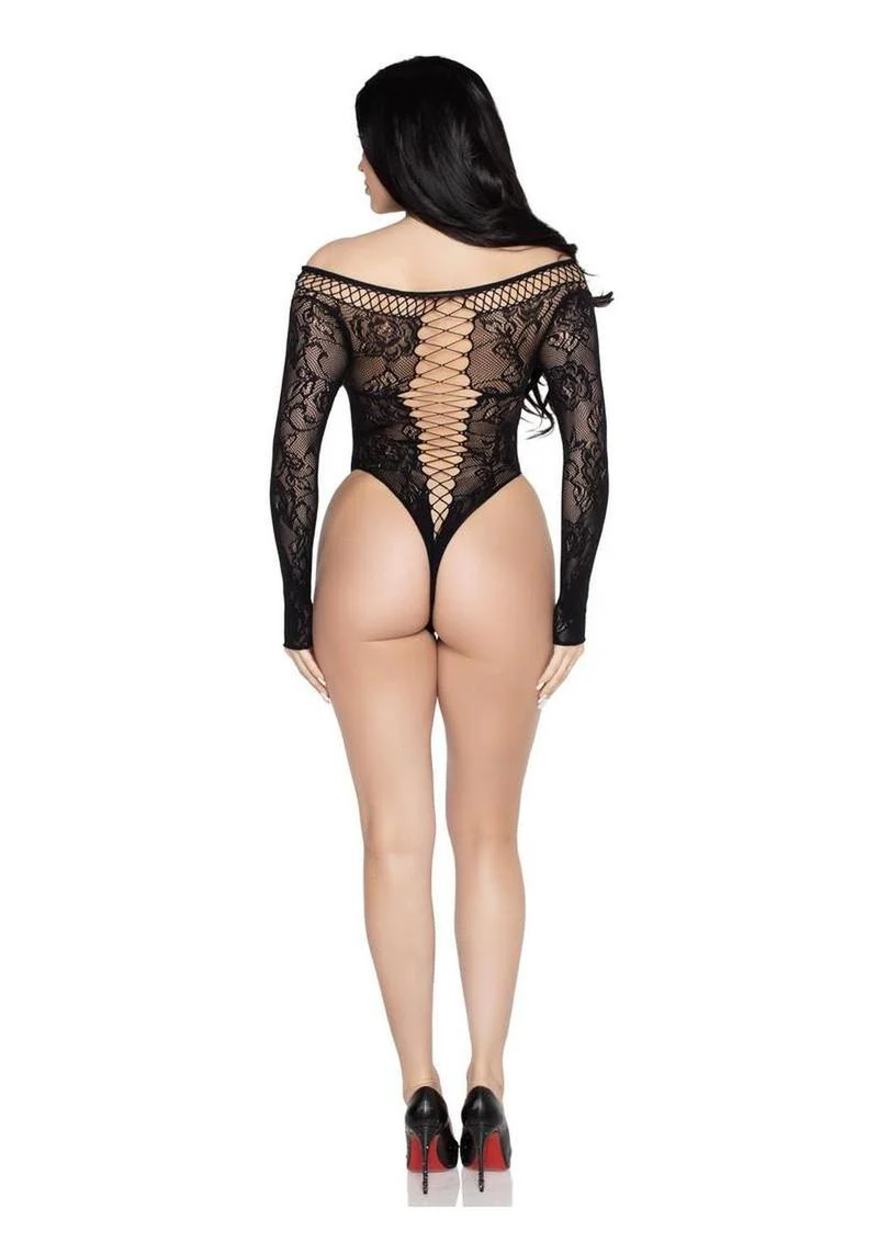 Leg Avenue Net and Lace Crotchless Teddy - Image 4