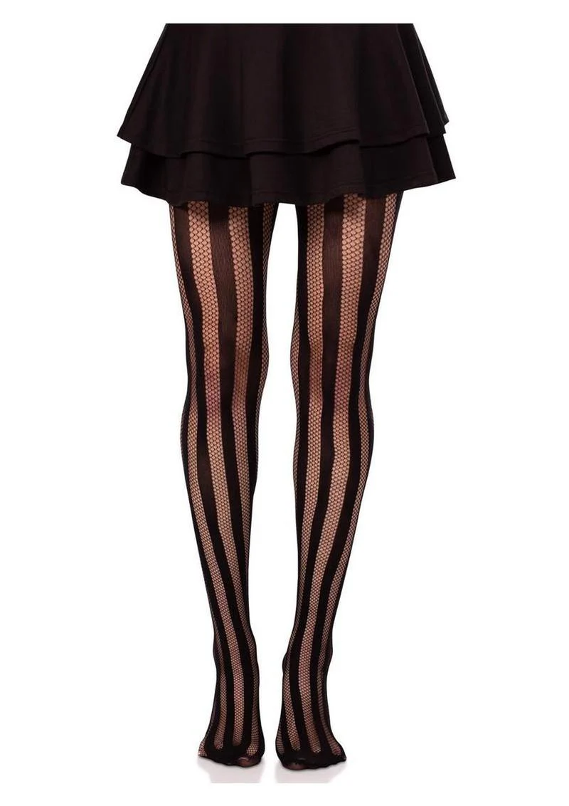 Leg Avenue Net and Opaque Striped Tights - Image 4