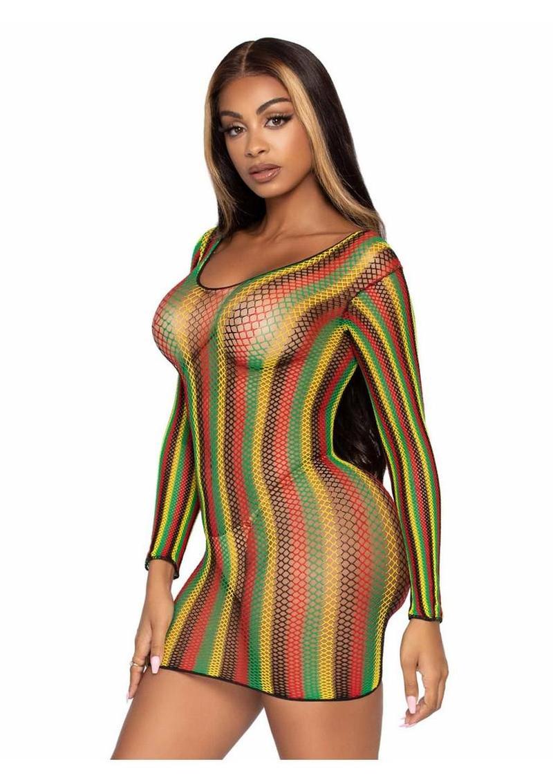 Leg Avenue Rasta Net Mini Dress - Image 3