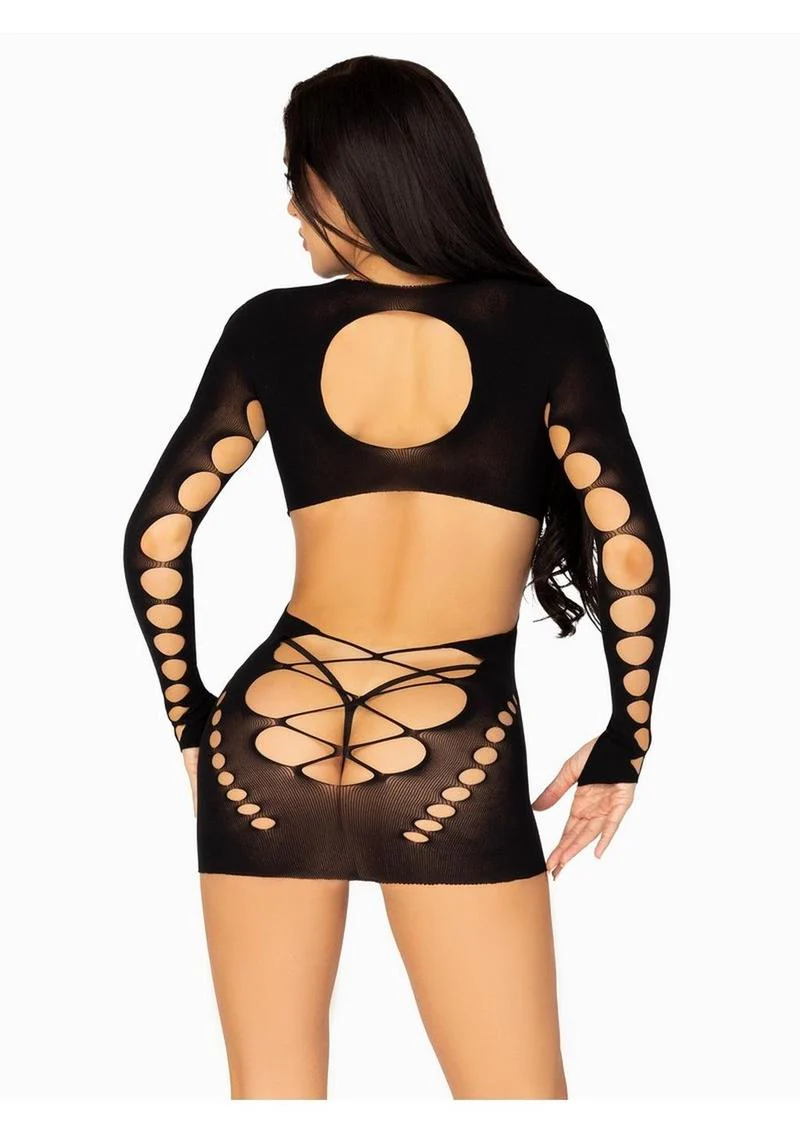 Leg Avenue Seamless Designed Cut-Out Long Sleeve Mini Dress - Image 4
