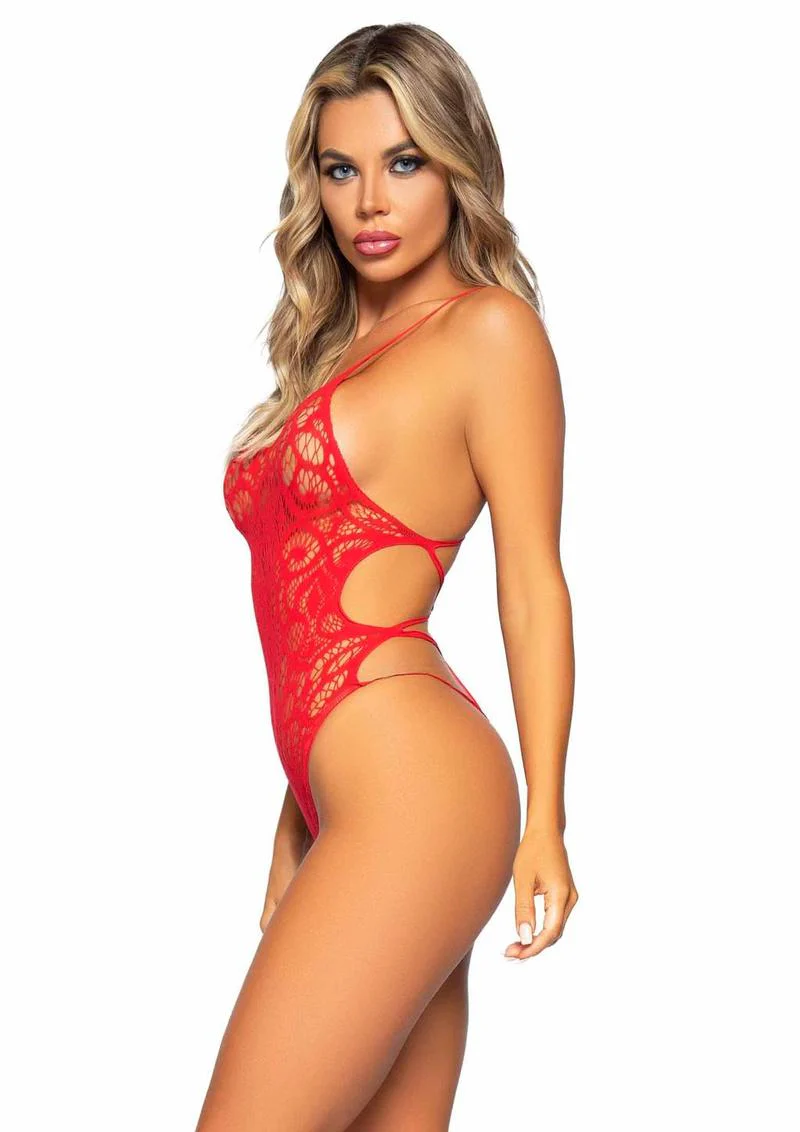 Leg Avenue Seamless Scroll Lace Bodysuit With Strappy Back - Image 5