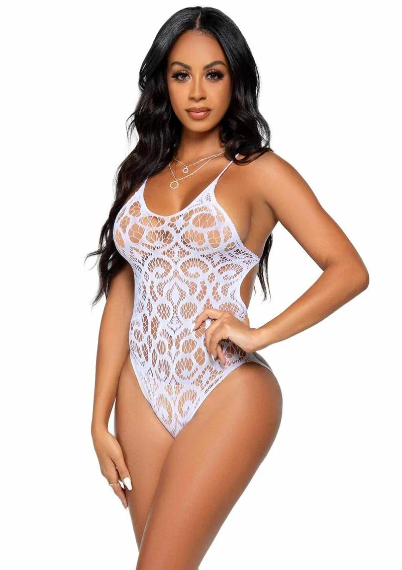 Leg Avenue Seamless Scroll Lace Bodysuit With Strappy Back - Image 6