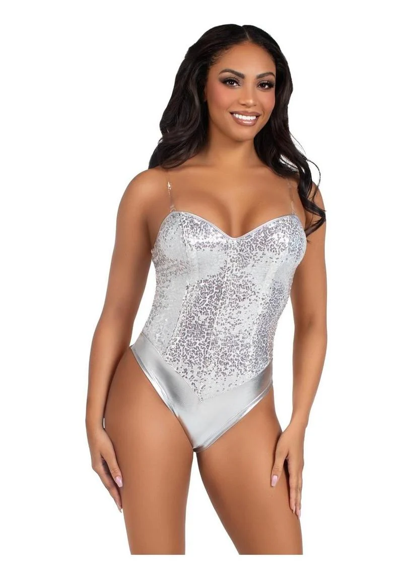 Leg Avenue Sequin Boned Snap Crotch Bodysuit - Image 13