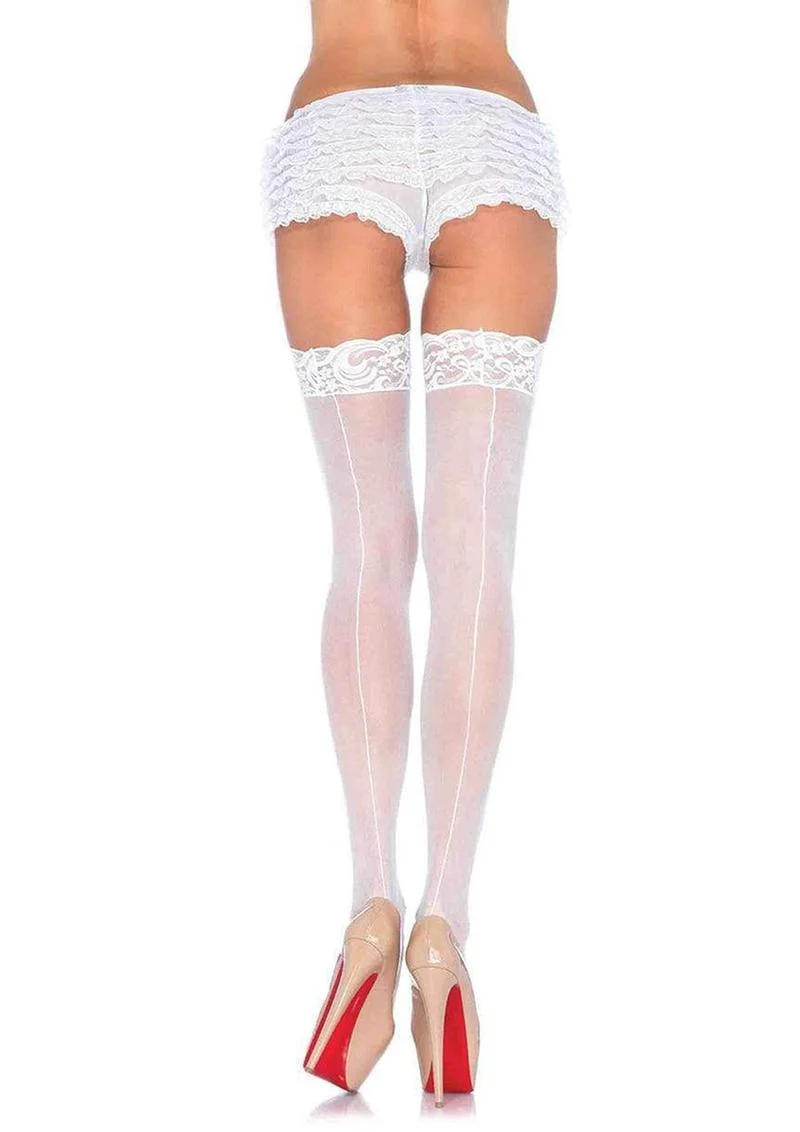 Leg Avenue Sheer Stockings with Backseam And Lace Top - Image 2