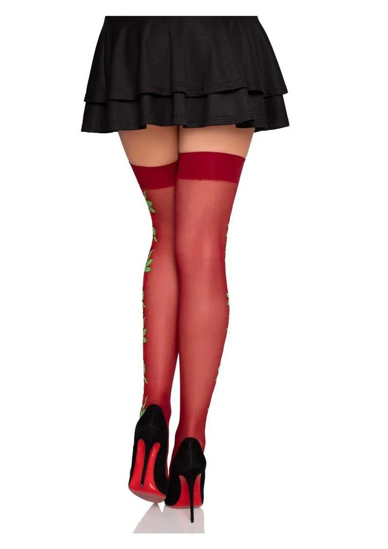 Leg Avenue Spandex Sheer Thigh Highs with Rose - Image 2