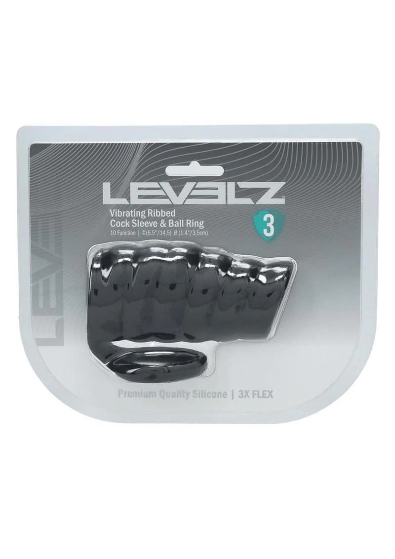 Levelz Vibrating Ribbed Cock Sleeve and Ball Ring - Image 3