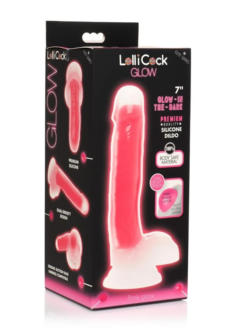 LolliCock Glow Dual-Density Silicone Glow-in-the-Dark Dildo with Balls - Image 13