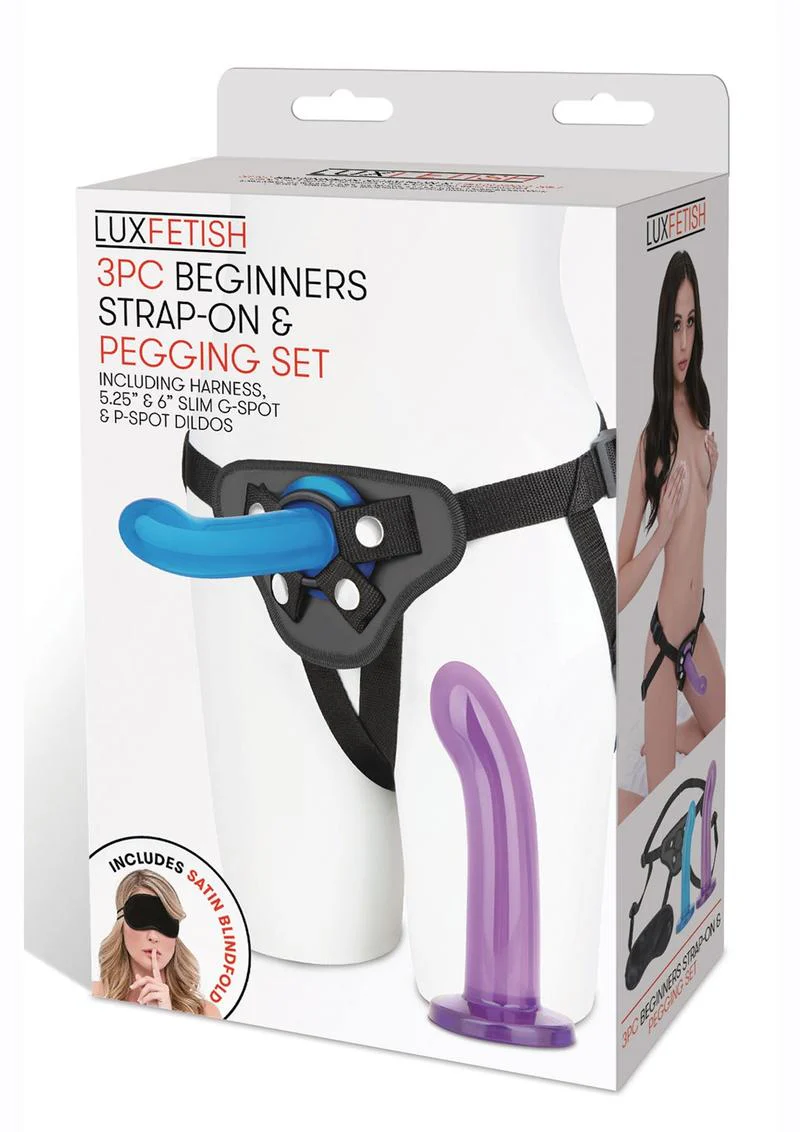 Lux Fetish 3PC Beginners Strap-On Pegging Set Slim G and P-Spot Dildos - Image 3