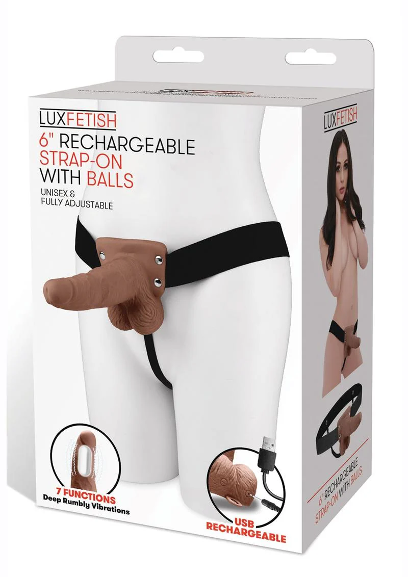Lux Fetish 6in Rechargeable Strap-On with Balls Unisex And Adjustable - Image 6