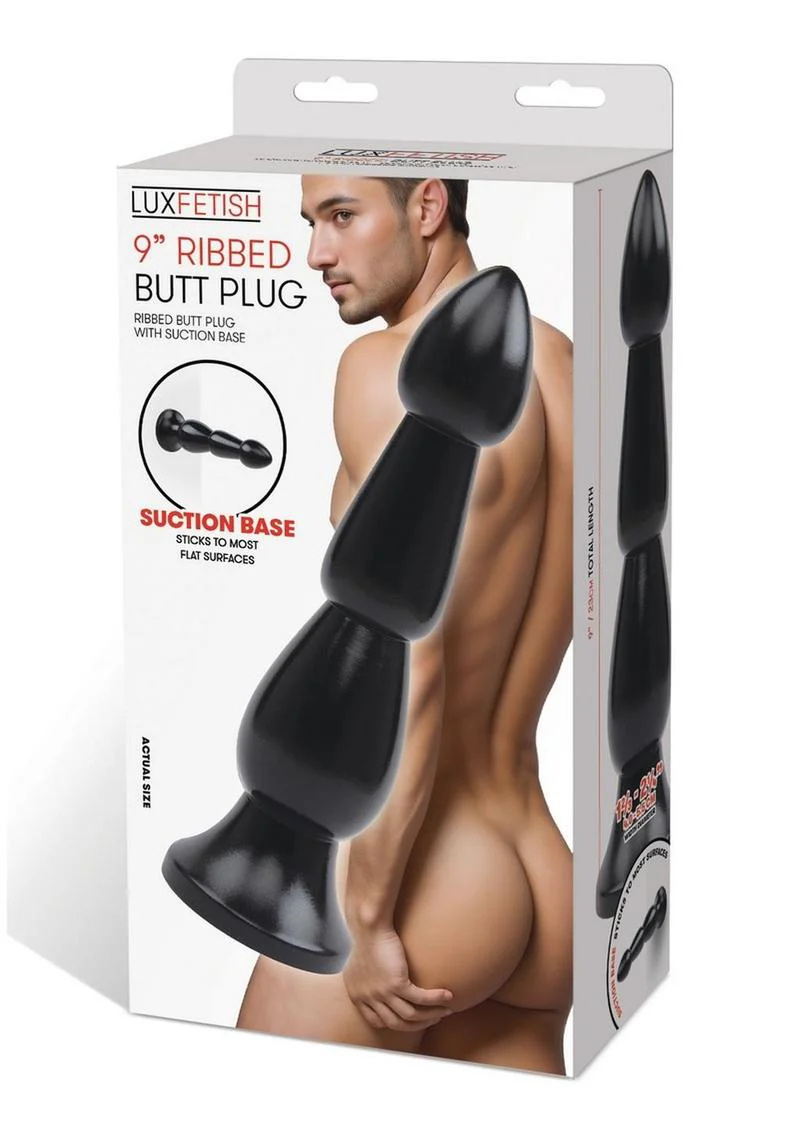 Lux Fetish Ribbed Butt Plug with Suction Base - Image 4