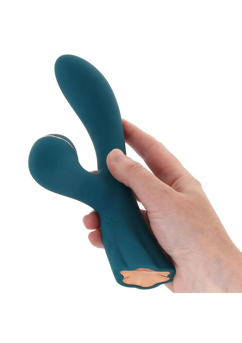 Luxe Aura Rechargeable Silicone Suction Vibe Teal Clitoral Stimulator - Image 3