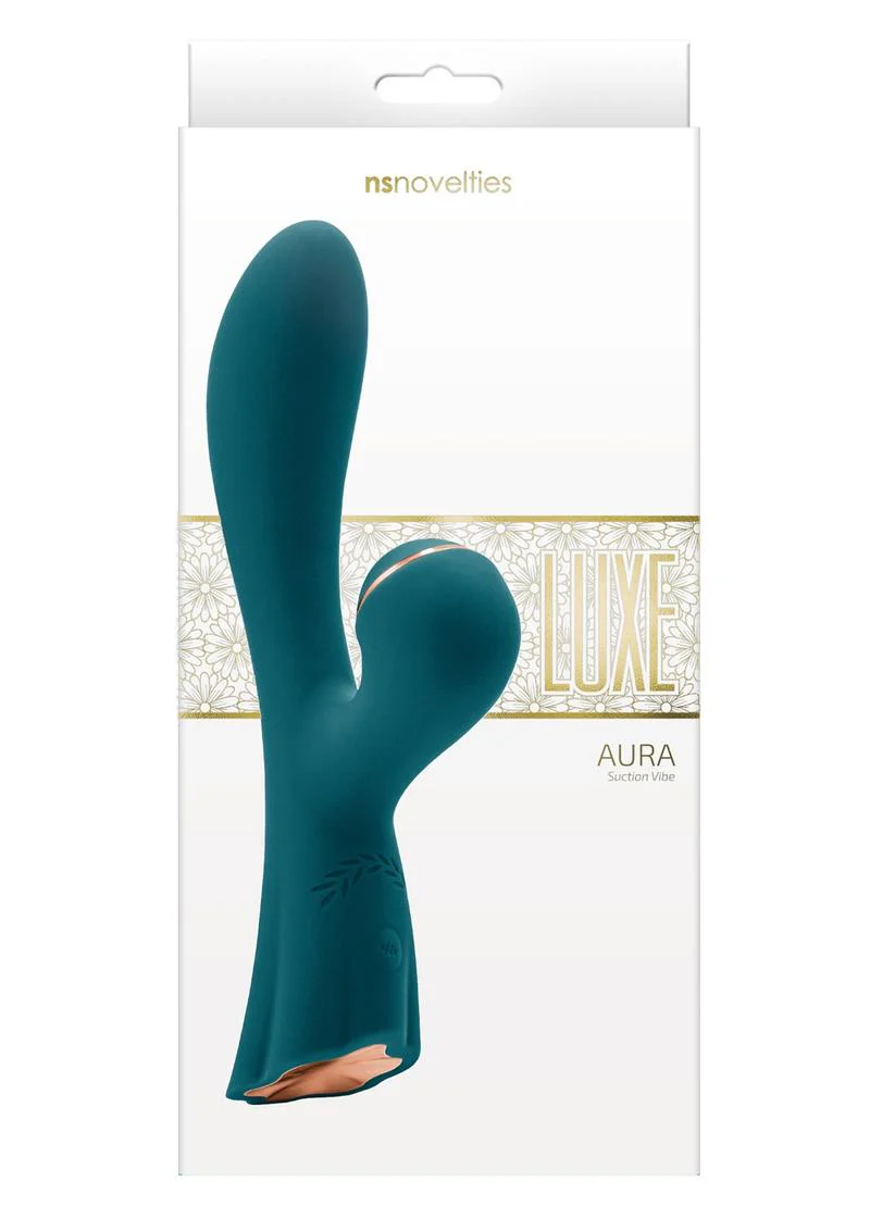 Luxe Aura Rechargeable Silicone Suction Vibe Teal Clitoral Stimulator - Image 7