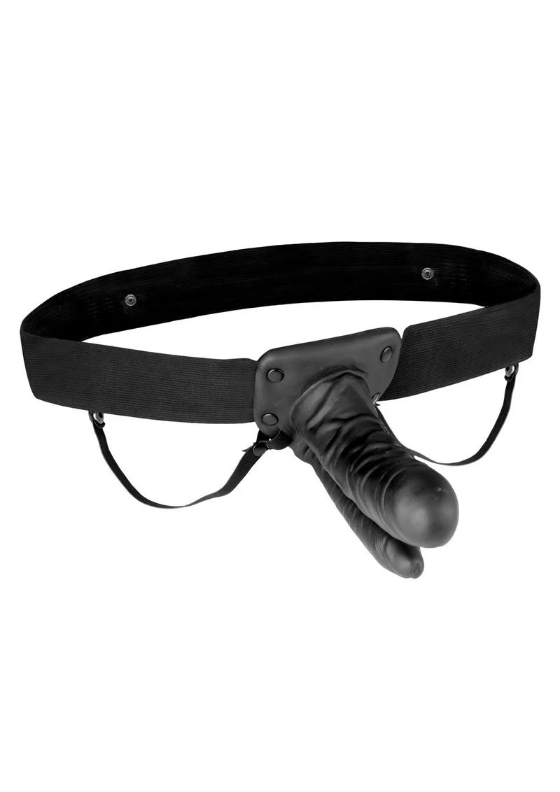 LuxFetish Unisex Vibrating Hollow Penetration Strap-On Dildo