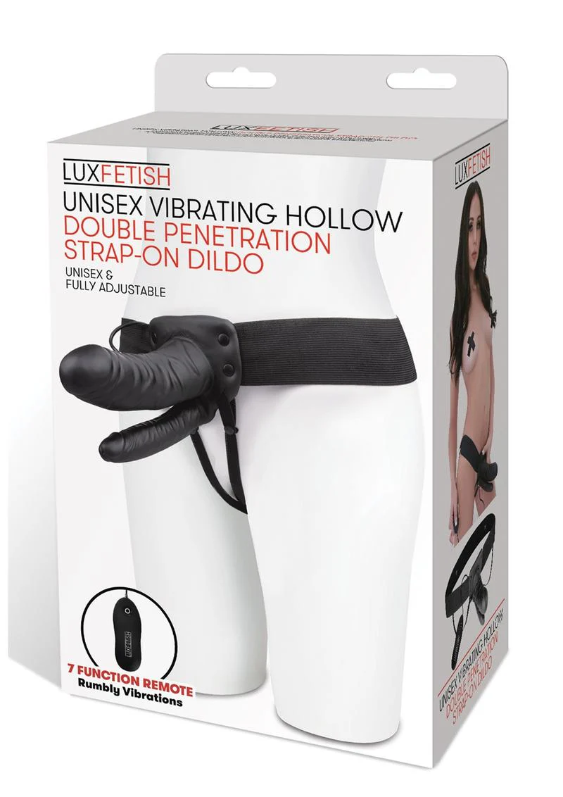LuxFetish Unisex Vibrating Hollow Penetration Strap-On Dildo - Image 3