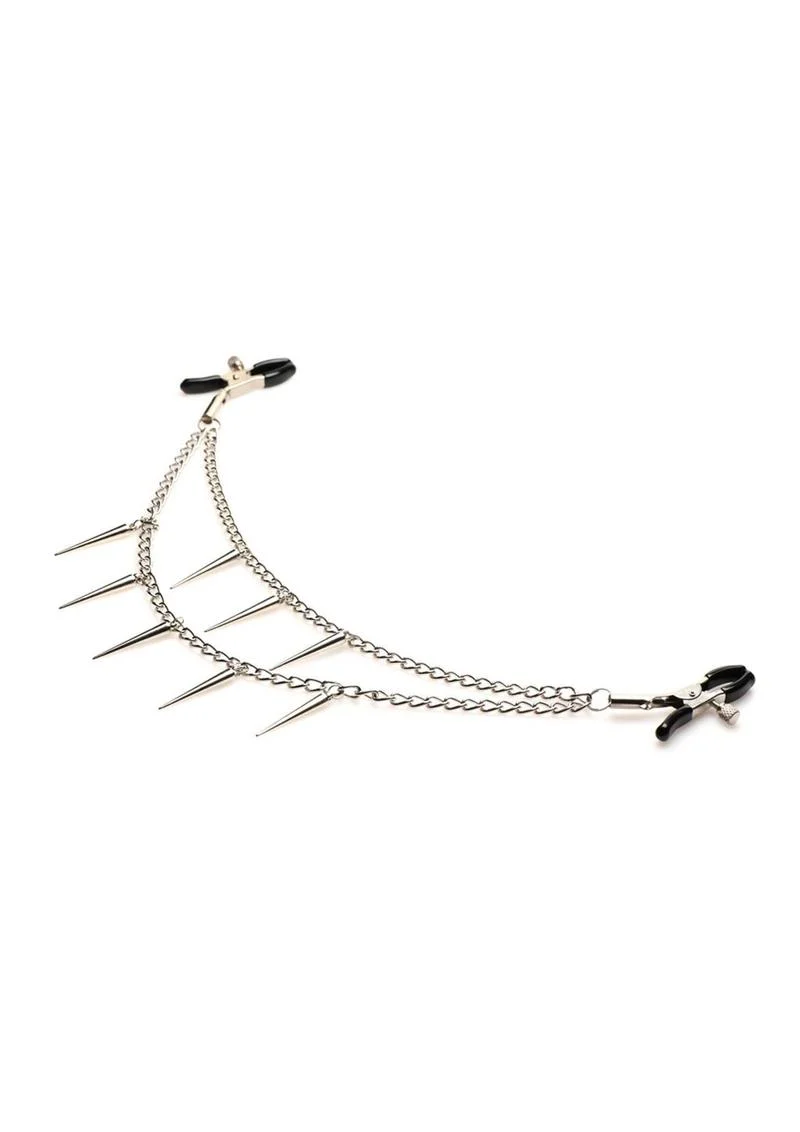 Master Series Daggers Double Chain Nipple Clamps - Spiked Pleasure - Image 2