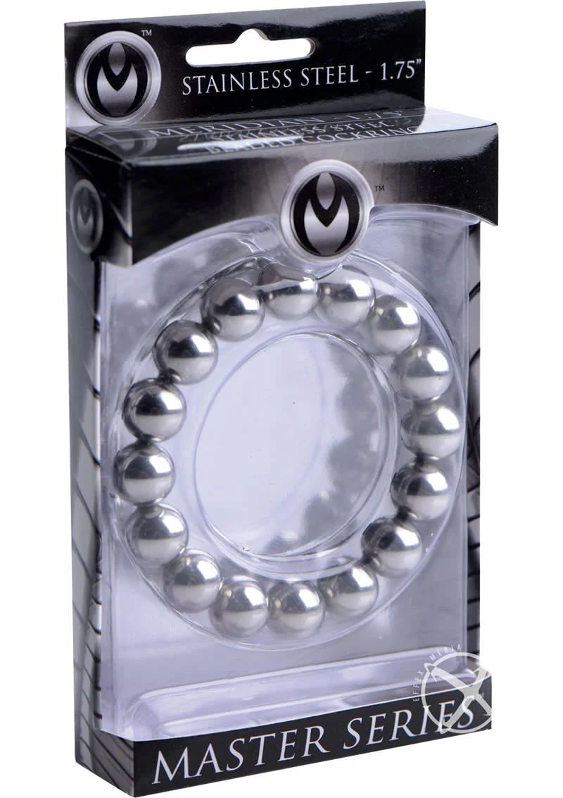 Master Series Meridian Stainless Steel Beaded Cock Ring - Image 4