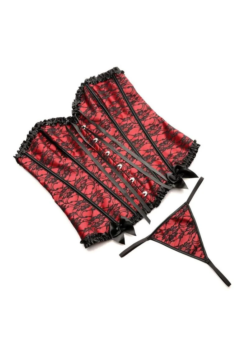 Master Series Scarlet Seduction Lace-Up Corset and Thong - Image 4